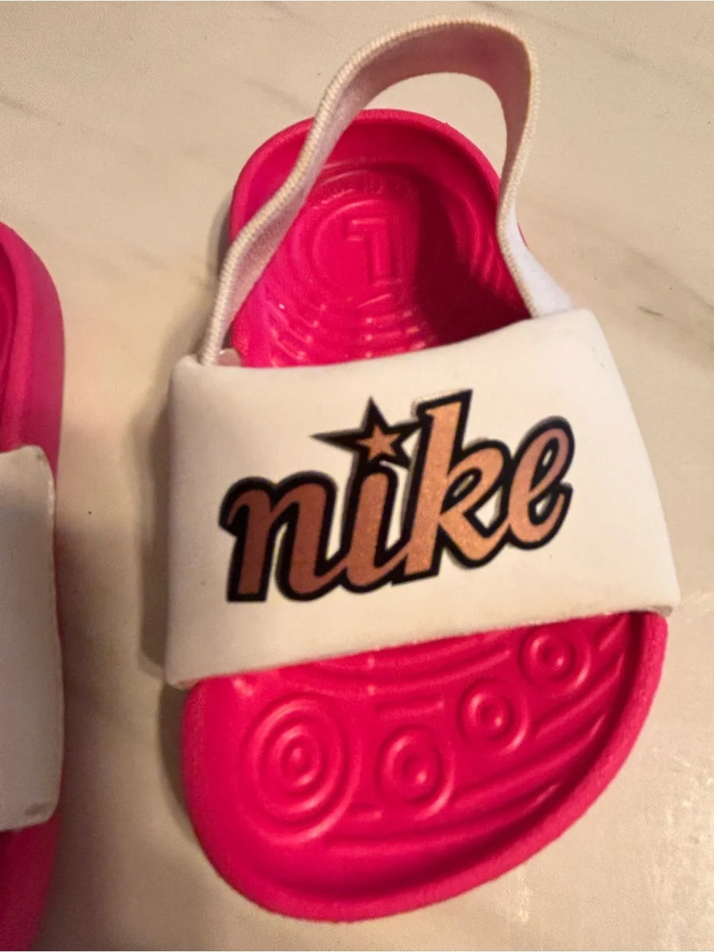 Nike Toddler Pink & White Slide Sandals Slingback Size 4C